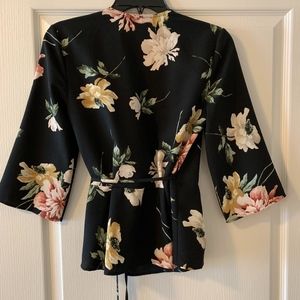 Top Shop Floral Wrap Top